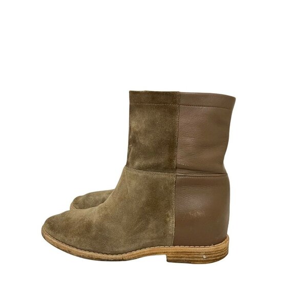 Vince Size 6.5 Grayson Suede Leather Hidden Wedge Ankle Boots In Flint - Picture 3 of 7